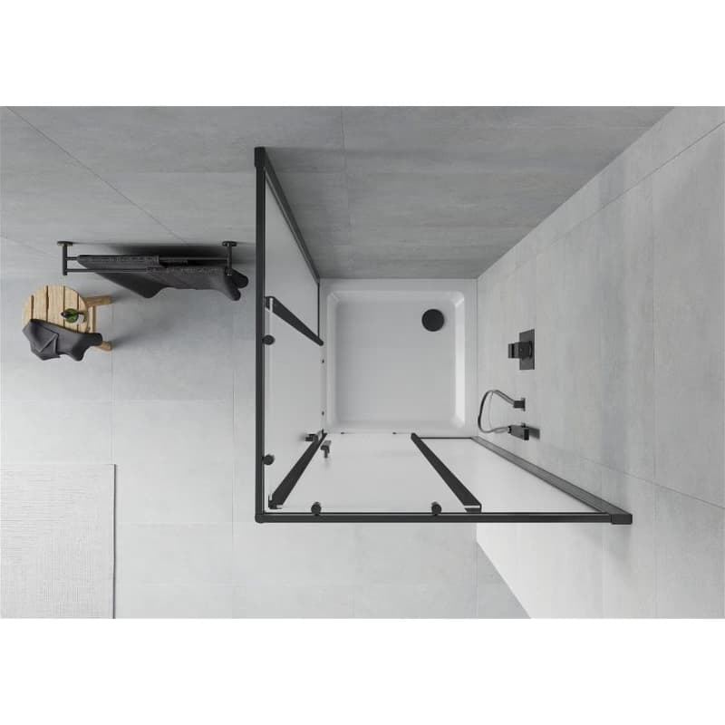 MEXEN/S - Rio sprchovací kút štvorec 90x90, dekor, čierna + biela vanička so sifónom 860-090-090-70-30-4010B 6