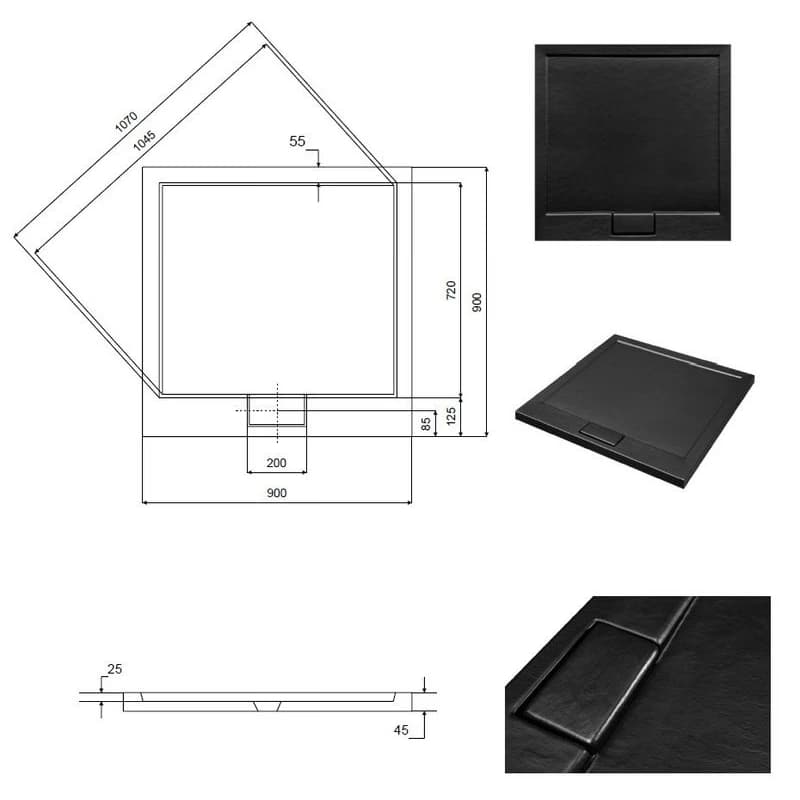 BESCO - Štvorcová sprchová vanička AXIM - STONE EFFECT - Farba - Stone efect, Rozmer A - 90 cm, Rozmer B - 90 cm VANKAXIM90S 5