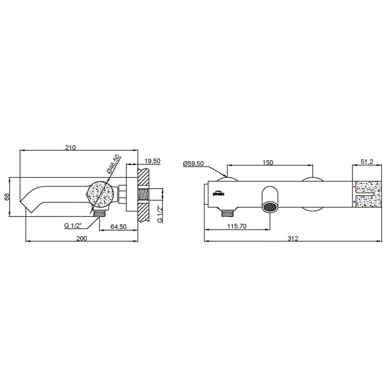 INVENA - Vaňová batéria STONE PLUS chróm BW-P3-001-V 5
