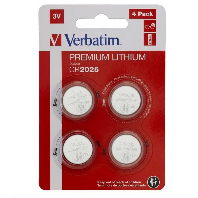 VERBATIM Lithium batéria CR2025 3V 4 Pack 3