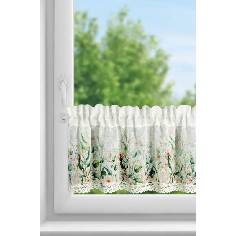 ArtFir Krátka záclona ESTERA P | biela/zelená 150 x 30 cm 1