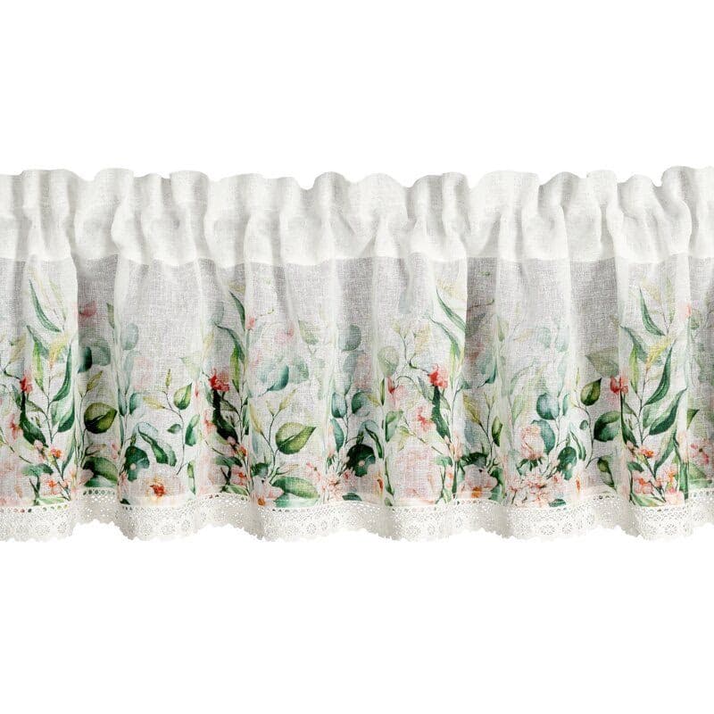 ArtFir Krátka záclona ESTERA P | biela/zelená 150 x 30 cm 2