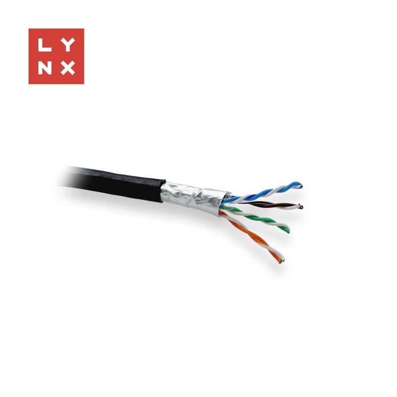 LYNX FTP kábel, Cat5e, PE (Fca), 0, 5mm, celomedený, vonkajší, čierny, box 305m 1