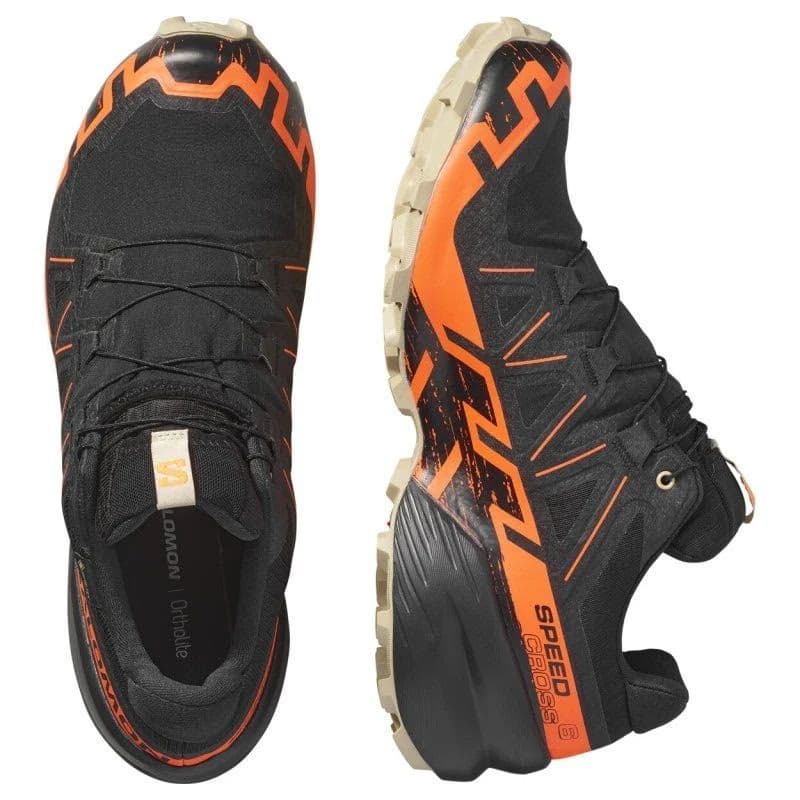 Pánska bežecká trailová obuv SALOMON Speedcross 6 GTX M black shocking orange white 2