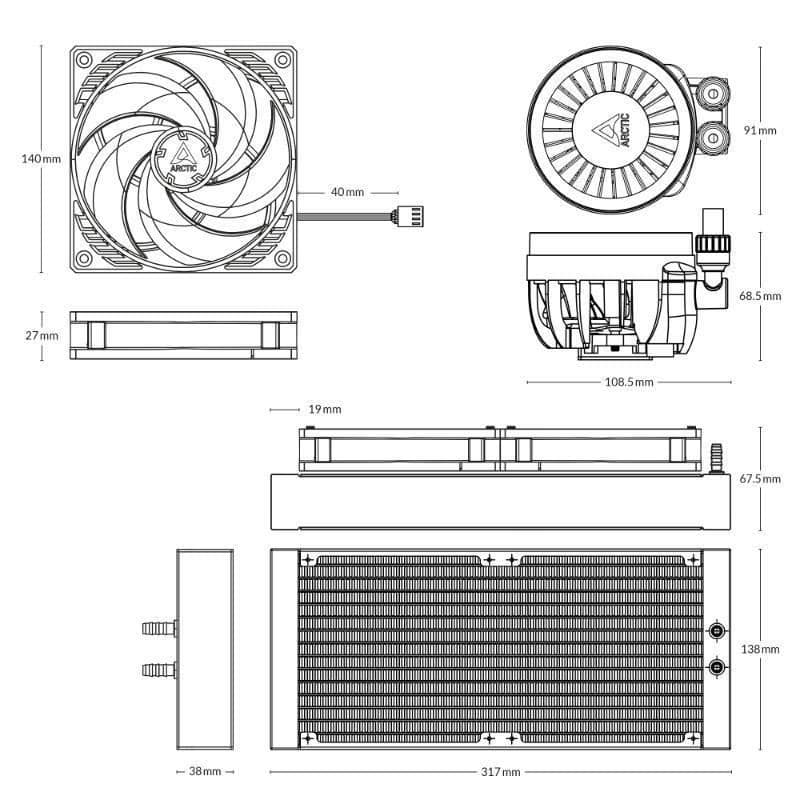ARCTIC Vodný chladič Liquid Freezer III 280, 2x140mm, AM5, LGA1851, čierna 6