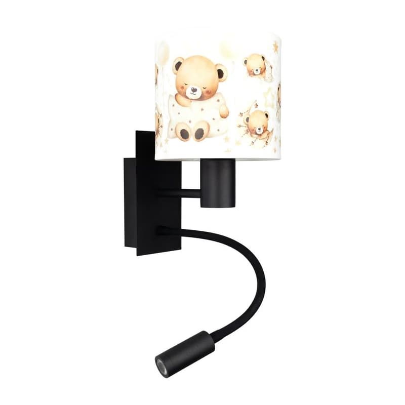 Brilagi - LED flexibilná lampa BOBO 1xE27/25W/230V + LED/3W čierna/biela/medvedíky BG1558+BG5590