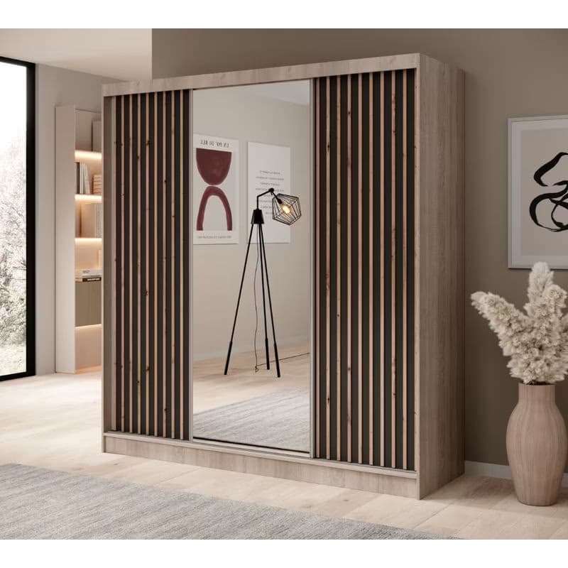 ArtAdrk Šatníková skriňa IDA | dub sonoma / čierna 200 cm 2