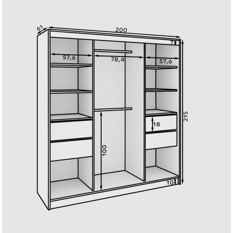 ArtAdrk Šatníková skriňa IDA | dub sonoma / čierna 200 cm 5