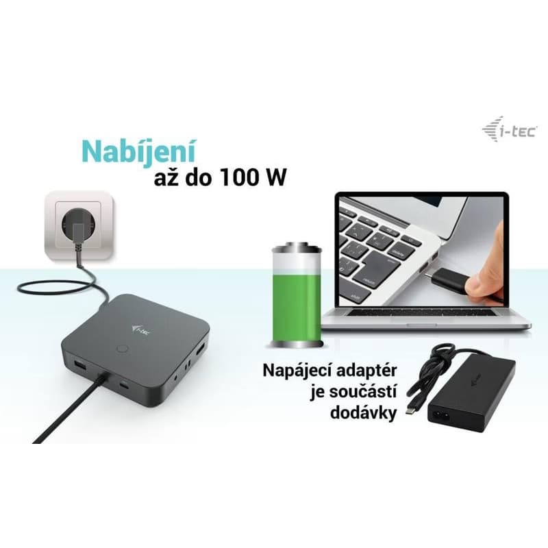 I-tec USB-C HDMI + Dual DP Docking Station with Power Delivery 100 W + i-tec Universal Charger 112 W 4
