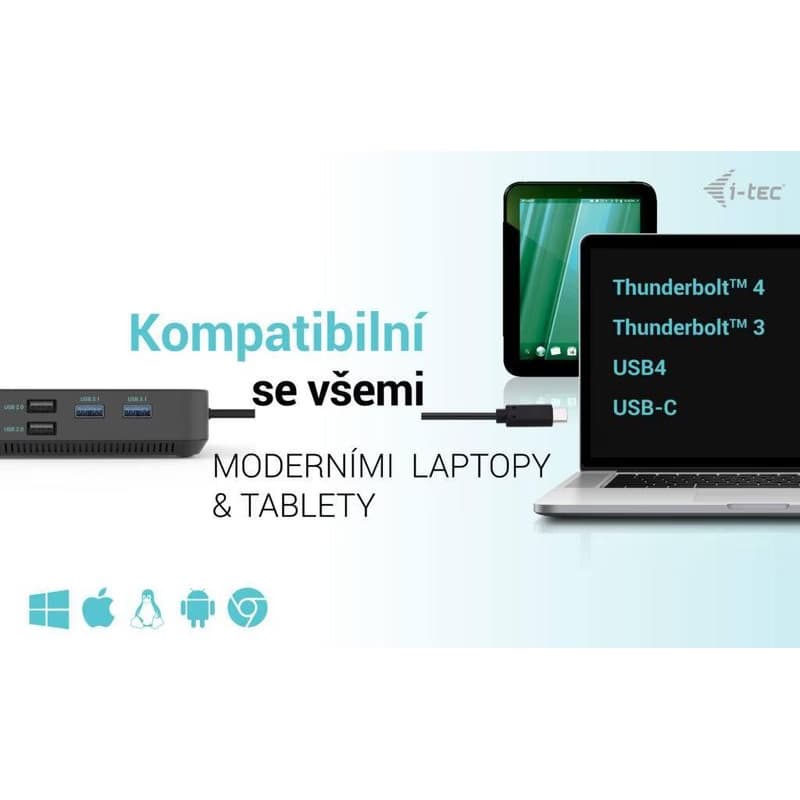 I-tec USB-C HDMI + Dual DP Docking Station with Power Delivery 100 W + i-tec Universal Charger 112 W 5