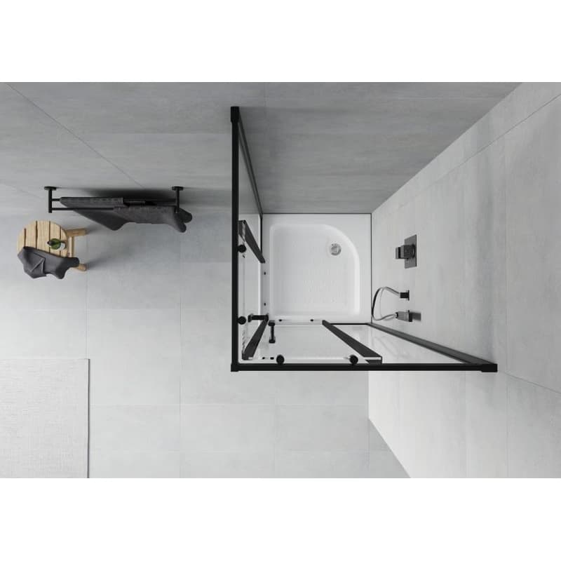 MEXEN/S - Rio štvorcový sprchovací kút 70 x 70, transparent, čierna + vanička Rio 860-070-070-70-00-4510 4