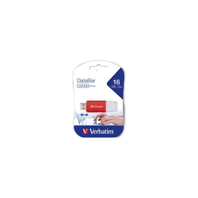 Verbatim USB flash disk, USB 2.0, 16GB, DataBar, červený, 49453, pre archiváciu dať