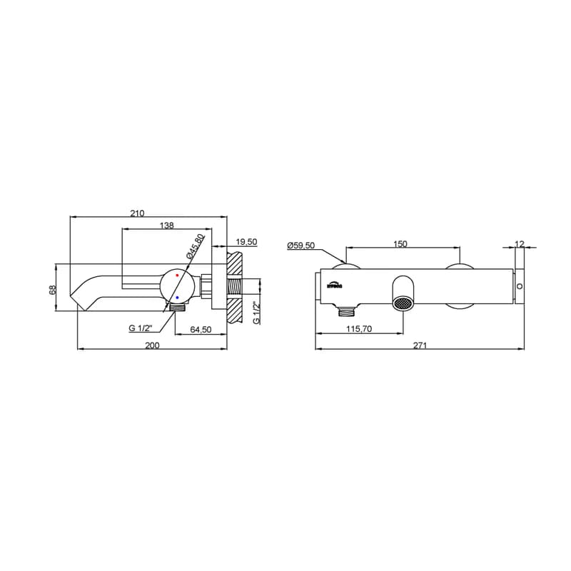 INVENA - Vaňová batéria KALITEA čierna BW-72-004-V 5