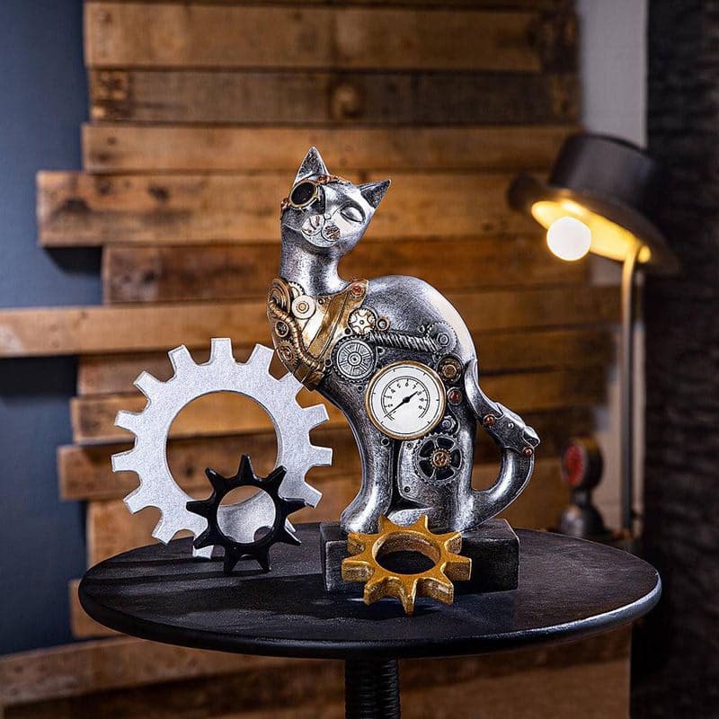 Soška steampunk Mačka s kolieskami 1