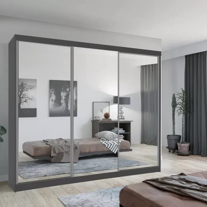 Skriňa Lux 250 Šedá  + 3 x Zrkadlo 1