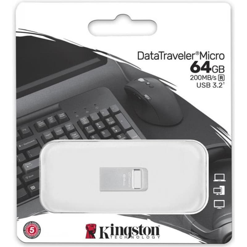 Kingston 64GB DataTraveler Micro 200MB/s Metal USB 3.2 Gen 1 5