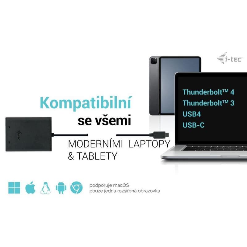 I-tec USB-C Dual 4K/60Hz (single 8K/30Hz) DP Video adaptér 3