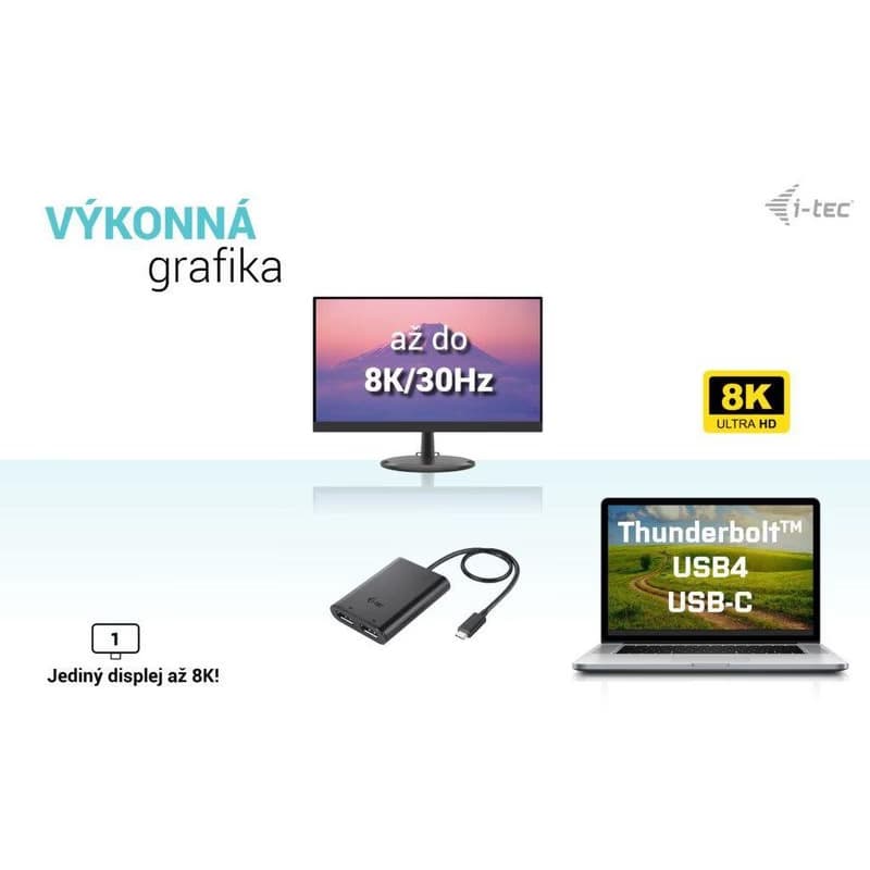 I-tec USB-C Dual 4K/60Hz (single 8K/30Hz) DP Video adaptér 4