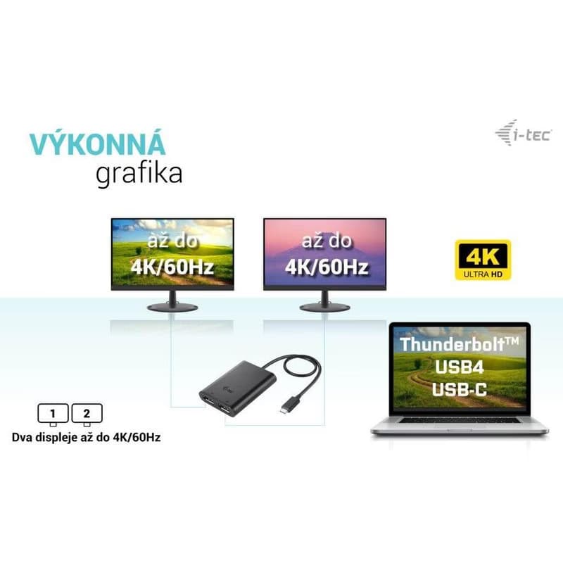 I-tec USB-C Dual 4K/60Hz (single 8K/30Hz) DP Video adaptér 5
