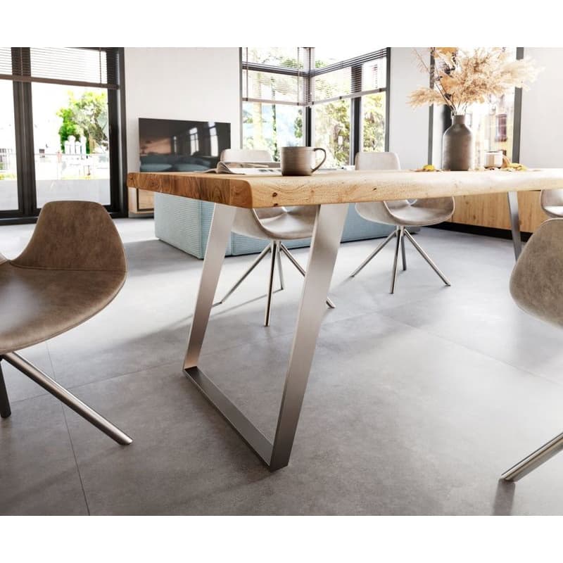 Jedálenský stôl Edge 260x100 cm XL akácia prírodná nerezová oceľ 5
