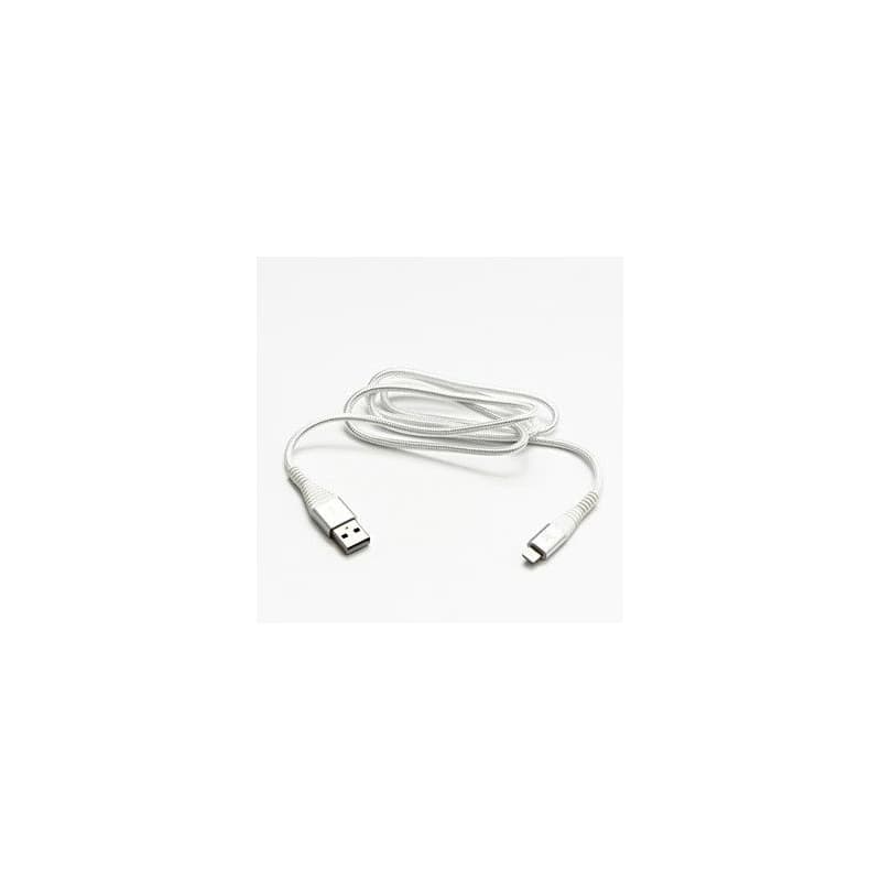 Logo USB kábel (2.0), USB A samec - Apple Lightning samec, 2m, MFi certifikácia, 5V/2,4A, biely, box, nylonové opletenie, hliníkový 2