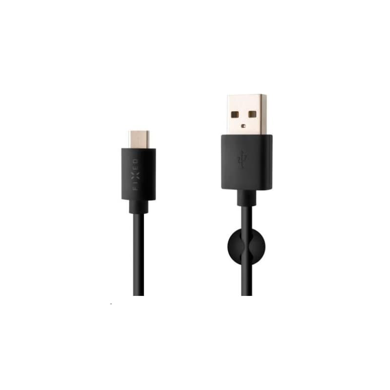 FIXED dátový a nabíjací kábel, USB-A -> USB-C, 20 W, dĺžka 2 m, čierna