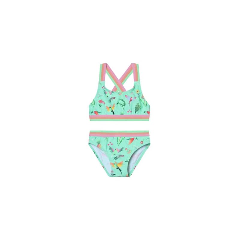 Dievčenské plavky COLOR KIDS Bikini W. Contrast Straps, AOP-8714-Cabbage 1