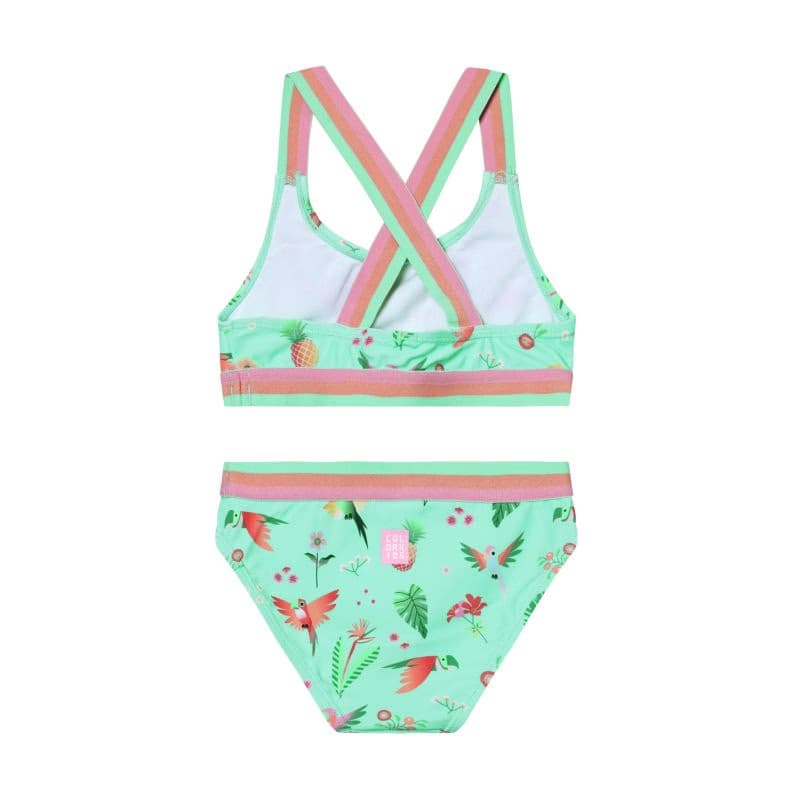 Dievčenské plavky COLOR KIDS Bikini W. Contrast Straps, AOP-8714-Cabbage 2