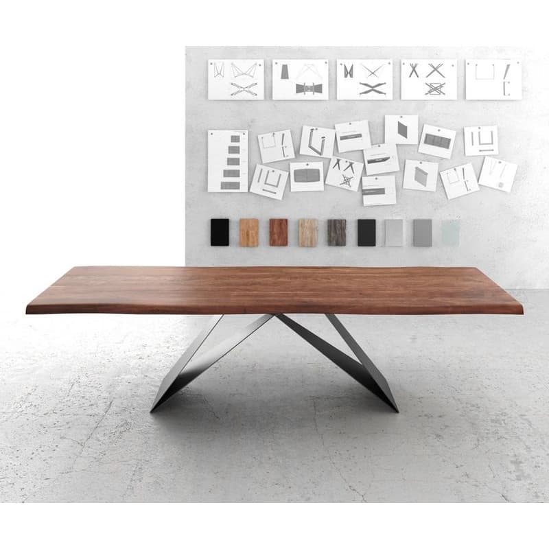 Jedálenský stôl Edge 300x100 XL akácia hnedá podstava v tvare V plochá 2