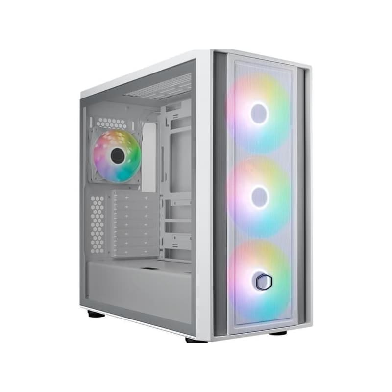 Cooler Master case MasterBox 600, ATX, Priehľadná bočnica, 3x 140mm ARGB Fan, 1x 120mm ARGB Fan, ARGB Hub, Biela