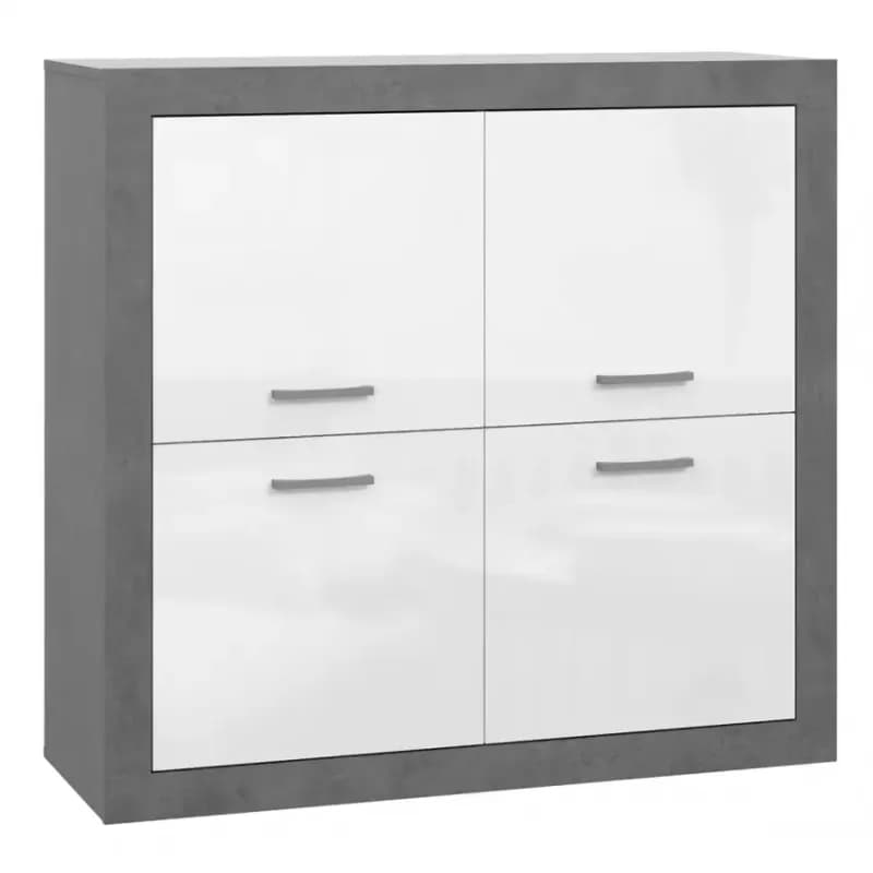 Komoda  Trebbia  4d Betón/biely lesk 1