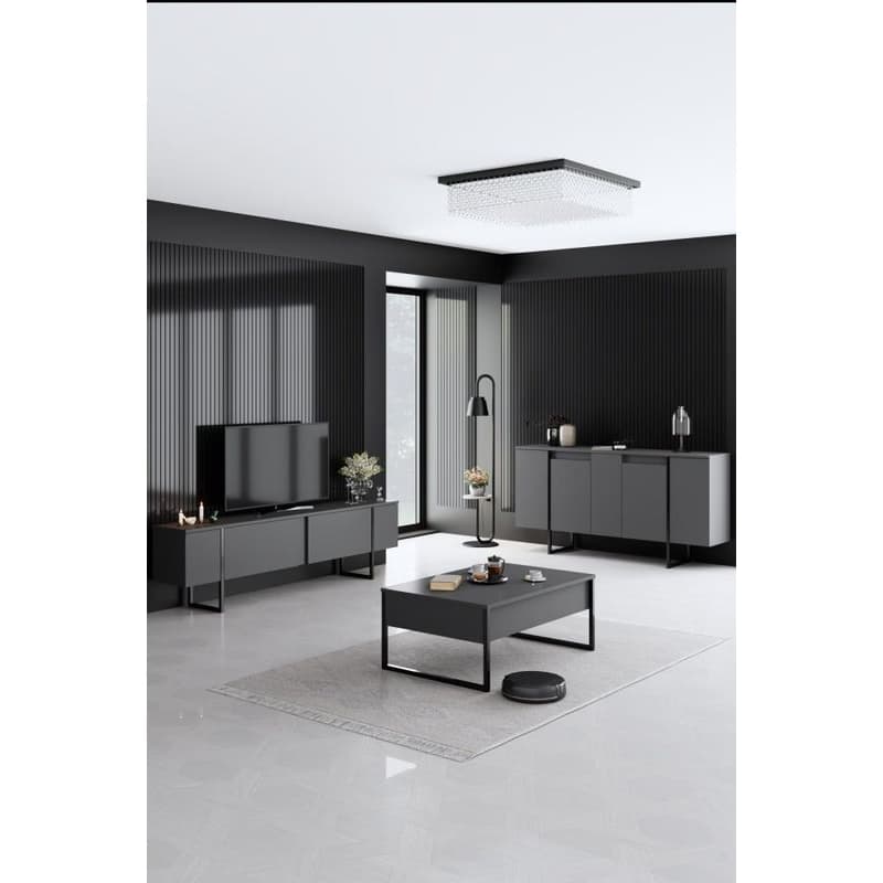Living Room Furniture Set Luxe - Anthracite, Black