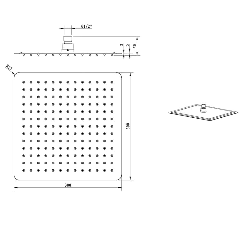SAPHO - SLIM hlavová sprcha, 300x300, čierna mat SL101 2