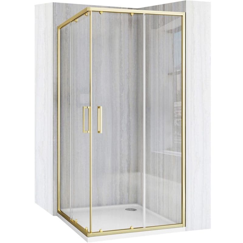 REA/S - Sprchovací kút City 90x90 Gold So sprchovou bielou vaničkou Savoy KPL-K6443 1