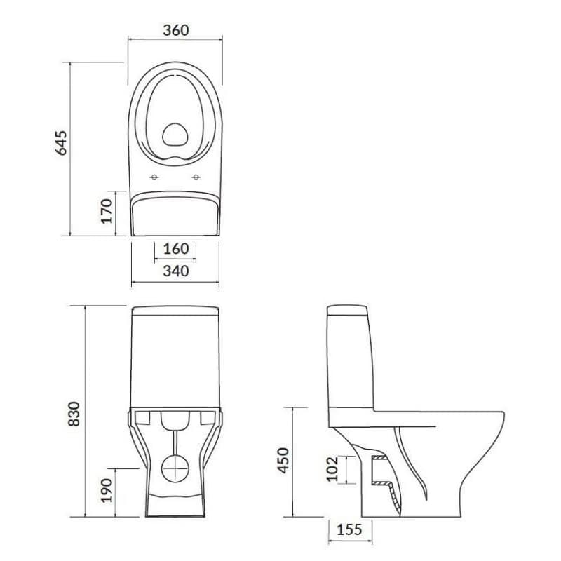 CERSANIT - WC KOMBI MODUO 43 cm 672 010 3/5 CLEAN ON, SEDADLO DUROPLAST-SOFT CLOSE K116-030 2