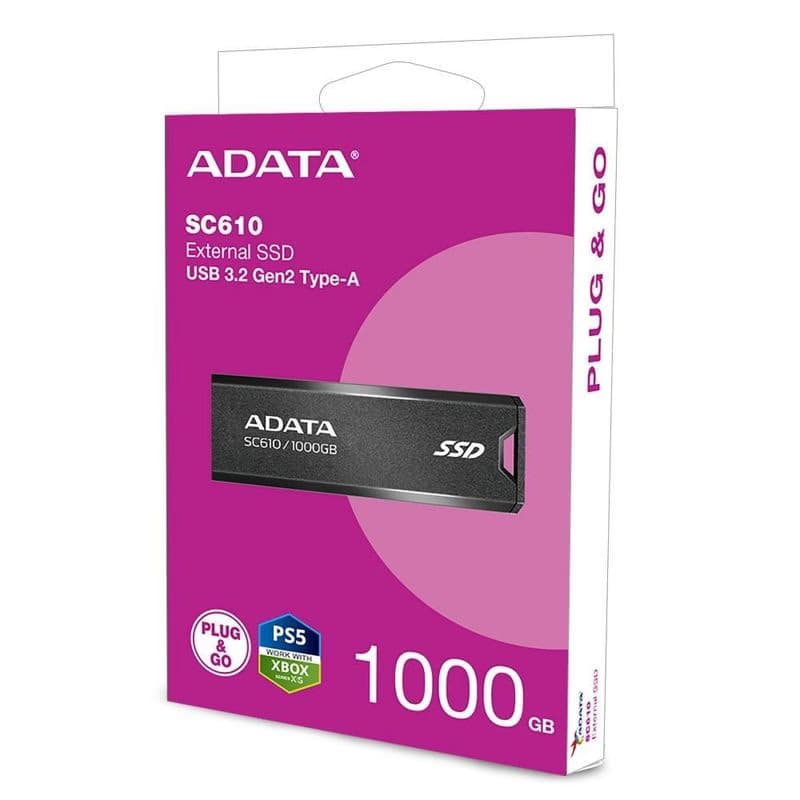 ADATA Externý SSD 1TB SC610, USB-A 3.2, čierna 4