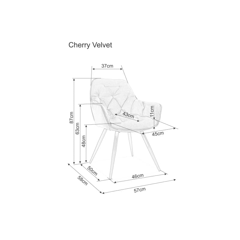 Signal Jedálenská stolička CHERRY VELVET | tyrkysová 6