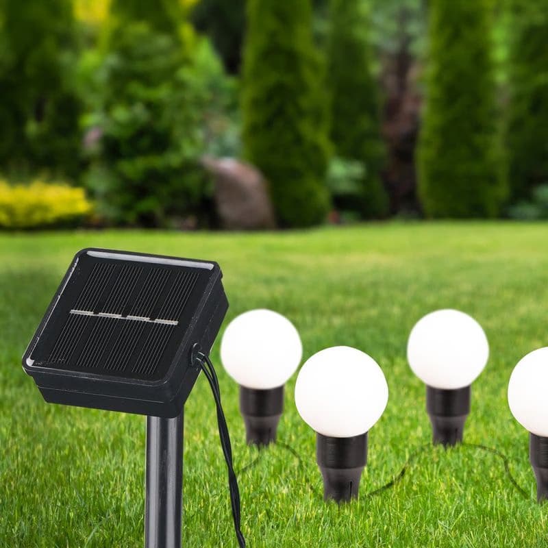 Solárna vonkajšia záhradná girlanda 6x LED 3000K so súmrakovým senzorom Biela čierna IP44 Sanico Goldlux 1