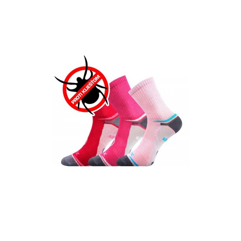 Dievčenské turistické ponožky VOXX 3 PACK-Optifanik 03-Pink Magenta Raspberry