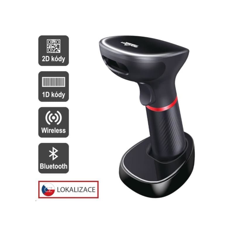 Virtuos CCD 2D čítačka Virtuos HW-855A, bezdrôtová, základňa, USB, čierna
