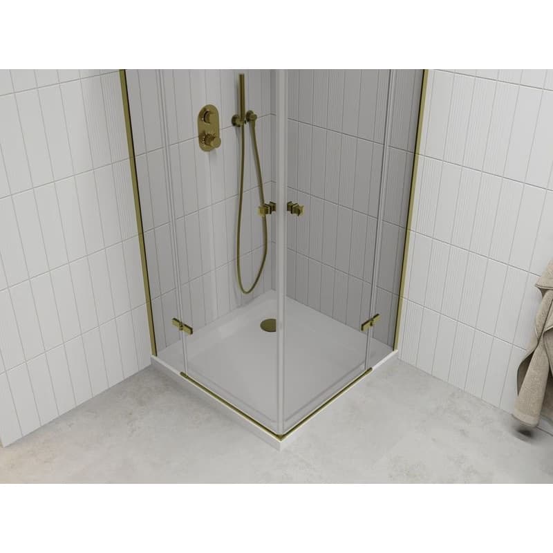 MEXEN/S - Roma Duo sprchovací kút 80x80, transparent, zlatá + vanička so sifónom 854-080-080-50-02-4010G 4