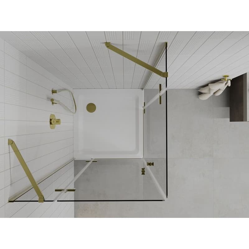 MEXEN/S - Roma Duo sprchovací kút 80x80, transparent, zlatá + vanička so sifónom 854-080-080-50-02-4010G 6