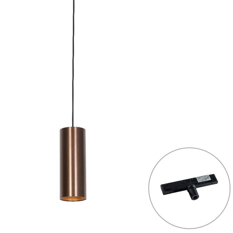 Dizajnová závesná lampa tmavobronzová vrátane 1-fázového koľajnicového adaptéra - Slimline Tubo 1