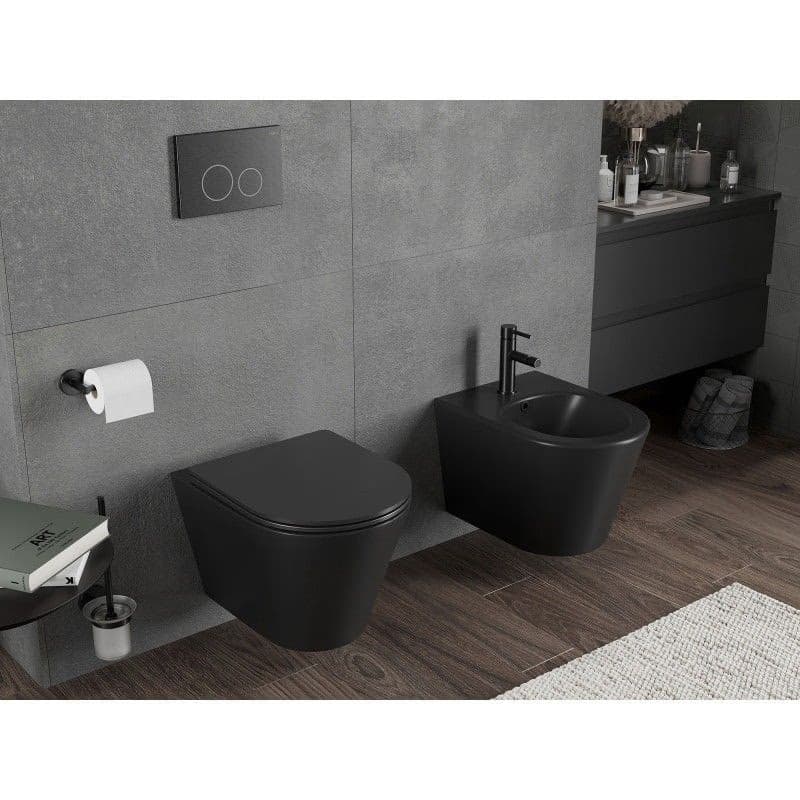 MEXEN - Rico Závesná WC misa Rimless Tornado, čierna mat 3372XX85T 2