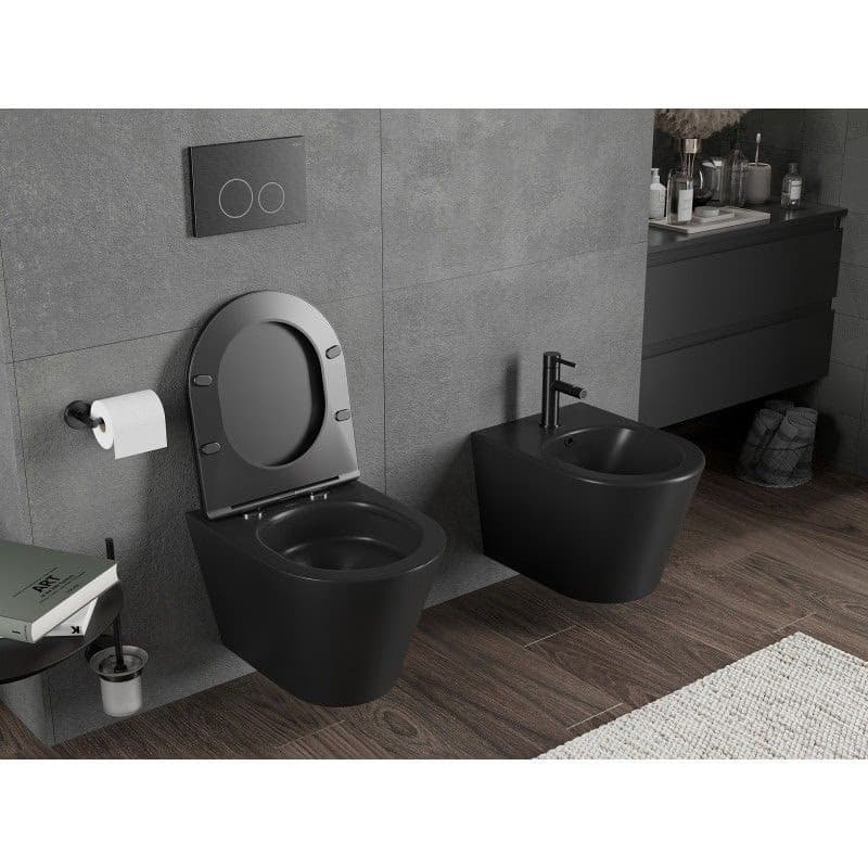MEXEN - Rico Závesná WC misa Rimless Tornado, čierna mat 3372XX85T 6