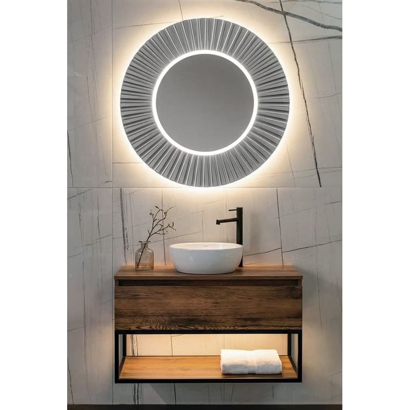 SAPHO - PRIDE STRIP guľaté zrkadlo s LED osvetlením v ráme, priemer 75cm, strieborná PD752 6
