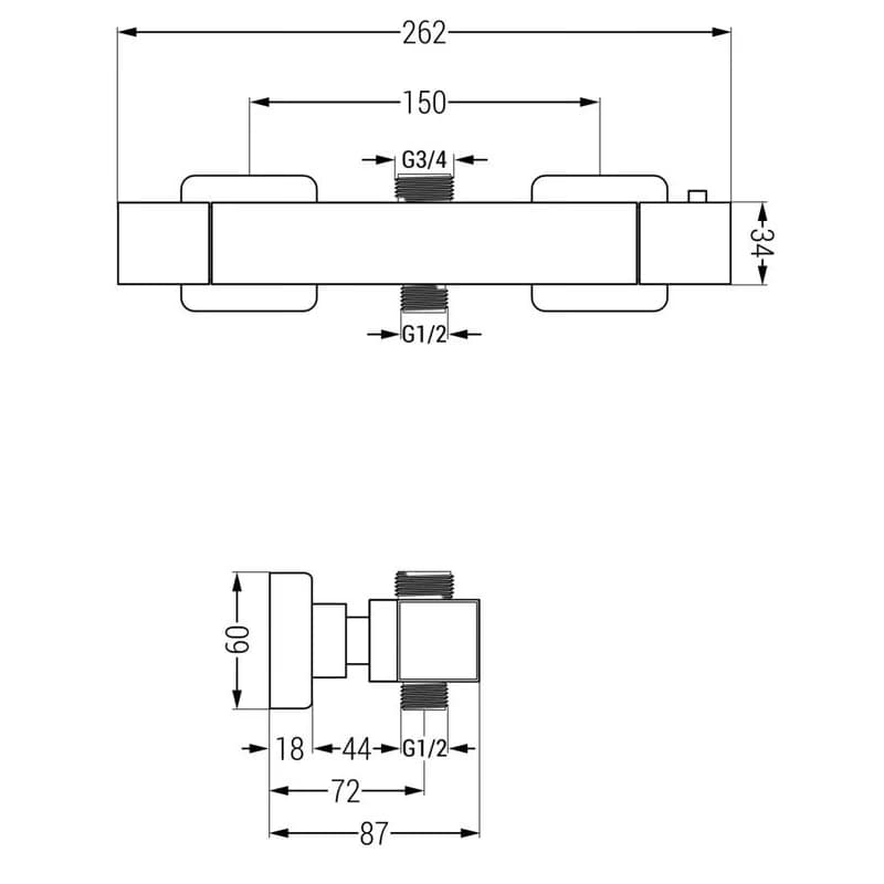 MEXEN - CUBE termostatická sprchová batéria 3/4 "+ 1/2", biela 77250-20 2