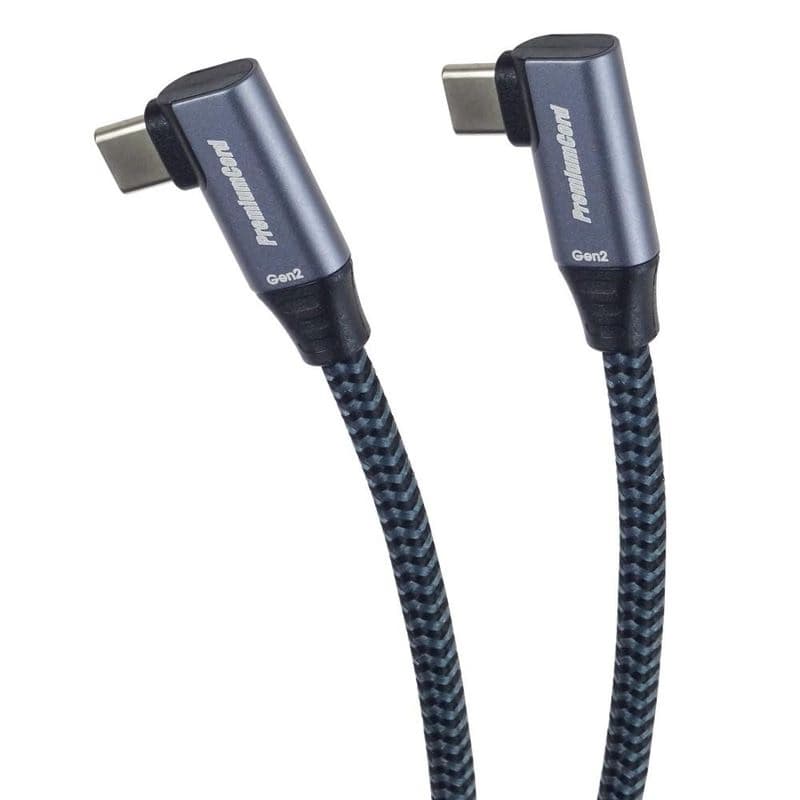 PremiumCord USB-C 2x zahnutý kábel, 2m 1