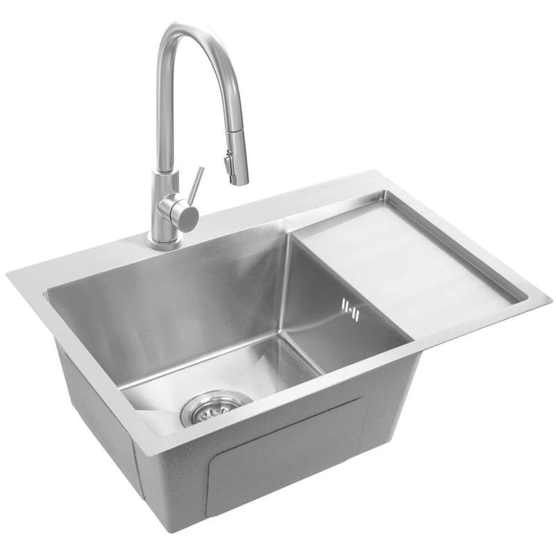 REA REA - Oceľový drez Fín BRUSH NICKEL s kuchynskou batériou KPL-96012 4