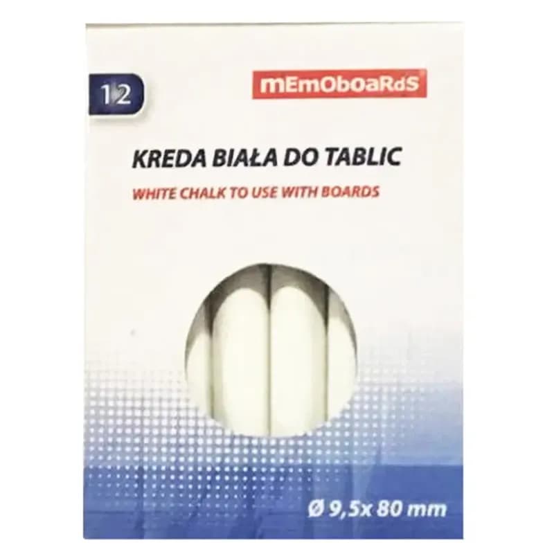 Biela krieda na tabuľu Memoboards 12 ks v krabičke Ø9,5x80 mm 1
